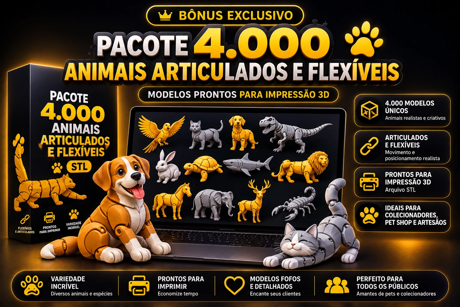 PACOTE 4.000 ANIMAIS ARTICULADOS E FLEXÍVEIS